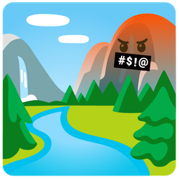 National park and Face with symbols on mouth