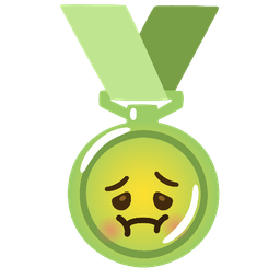 nauseated face and 1st place medal
