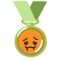 nauseated face and 3rd place medal