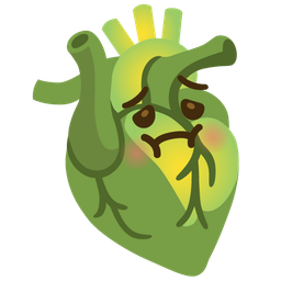 nauseated face and anatomical heart