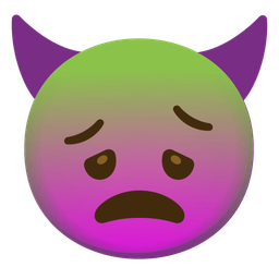 nauseated face and angry face with horns