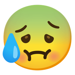 nauseated face and anxious face with sweat