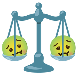nauseated face and balance scale
