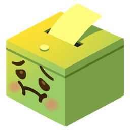 nauseated face and ballot box with ballot