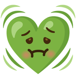 nauseated face and beating heart