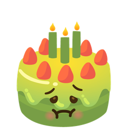 nauseated face and birthday cake