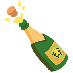 nauseated face and bottle with popping cork