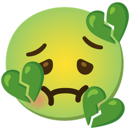 nauseated face and broken heart