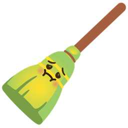 nauseated face and broom
