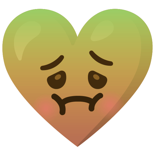 Nauseated face and Brown heart