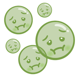 nauseated face and bubbles