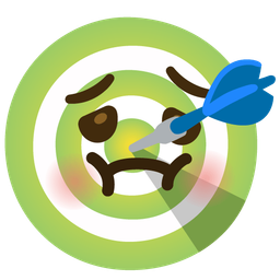 nauseated face and bullseye