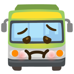 nauseated face and bus