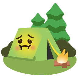 nauseated face and camping