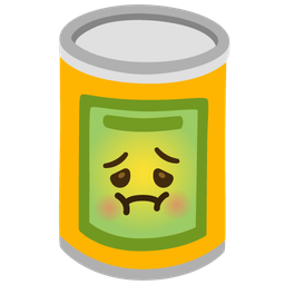 nauseated face and canned food