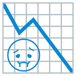 nauseated face and chart decreasing