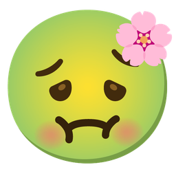 nauseated face and cherry blossom