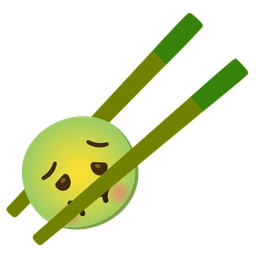 nauseated face and chopsticks