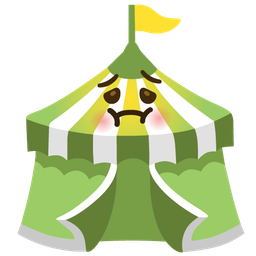 nauseated face and circus tent