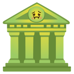 nauseated face and classical building