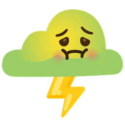 nauseated face and cloud with lightning