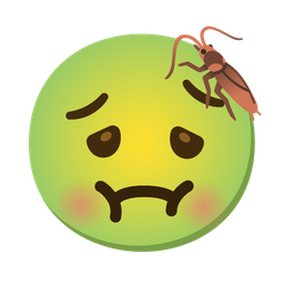 nauseated face and cockroach