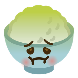 nauseated face and cooked rice