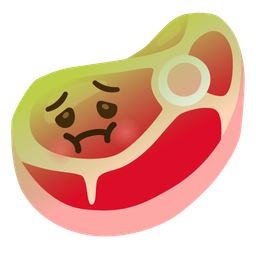 nauseated face and cut of meat