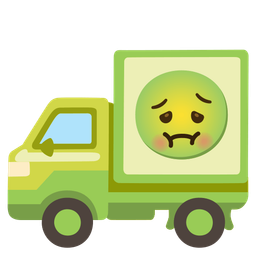 nauseated face and delivery truck