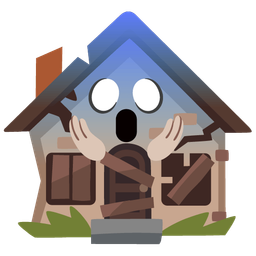 nauseated face and derelict house