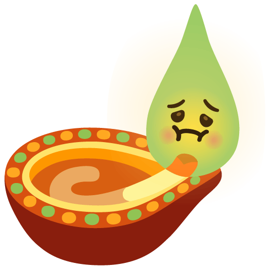 Nauseated face and Diya lamp