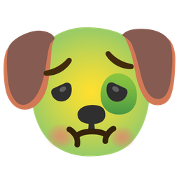 nauseated face and dog face
