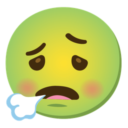 nauseated face and face exhaling