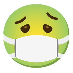 nauseated face and face with medical mask