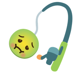 nauseated face and fishing pole