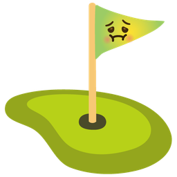nauseated face and flag in hole