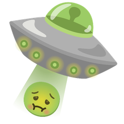 nauseated face and flying saucer