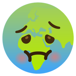 nauseated face and globe showing Europe-Africa