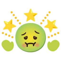 nauseated face and glowing star