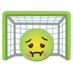 nauseated face and goal net