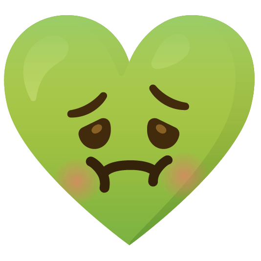 Nauseated face and Green heart