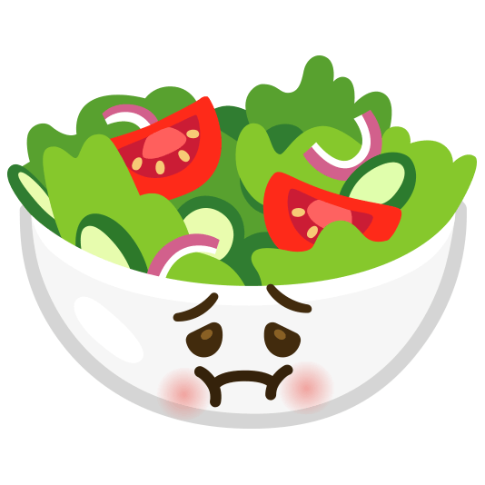 Nauseated face and Green salad