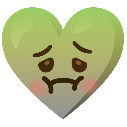 Nauseated face and Grey heart