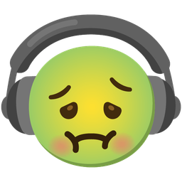 nauseated face and headphone