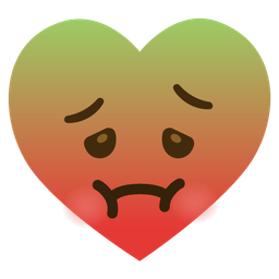 nauseated face and heart suit