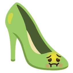 nauseated face and high-heeled shoe