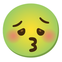 Nauseated face and Kissing face with closed eyes
