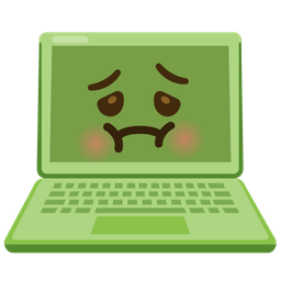 nauseated face and laptop