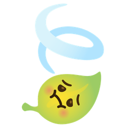 nauseated face and leaf fluttering in wind