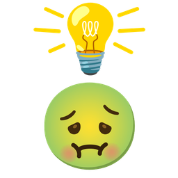 nauseated face and light bulb